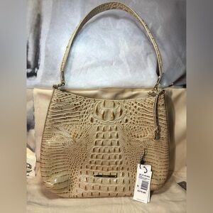 Brahmin Farrah Croc Shoulder Bag tan champagne Melbourne Genuine leather